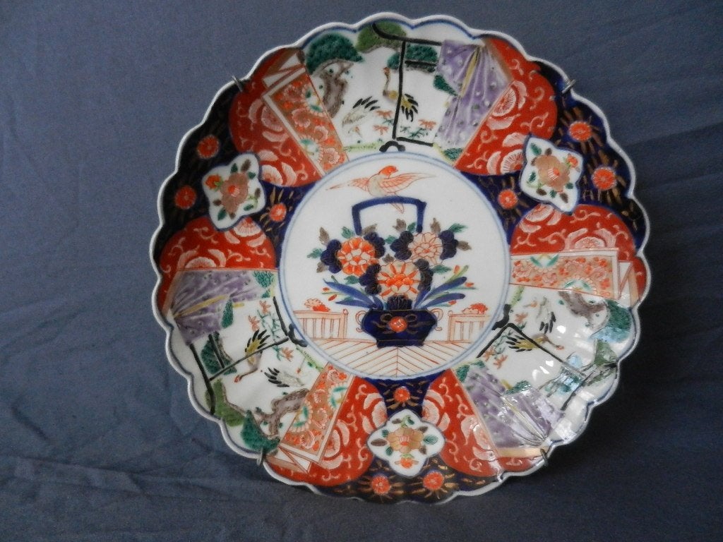 Grote Imari Japanse schotel met bloemdecor ca 1900 28,2 cm, Ophalen of Verzenden