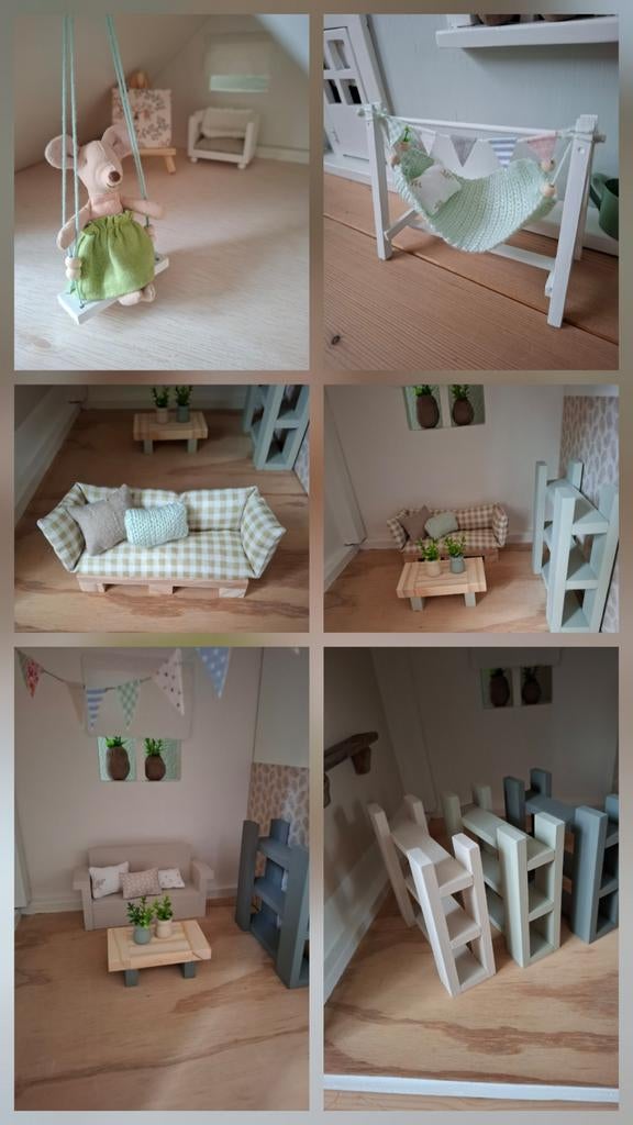 Diverse poppenhuis meubeltjes en accessoires, handgemaakt, Ophalen of Verzenden, Poppenhuis