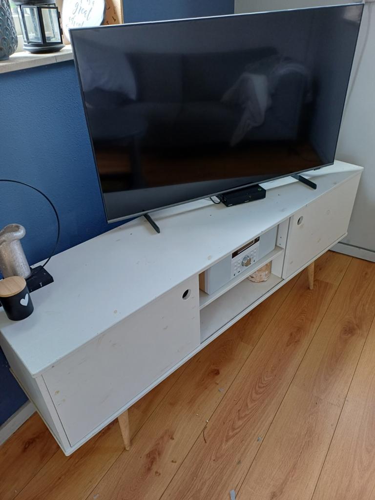 Mooie tv kast van Woood (Karwei), Ophalen, Gebruikt, Minder dan 100 cm, Overige houtsoorten