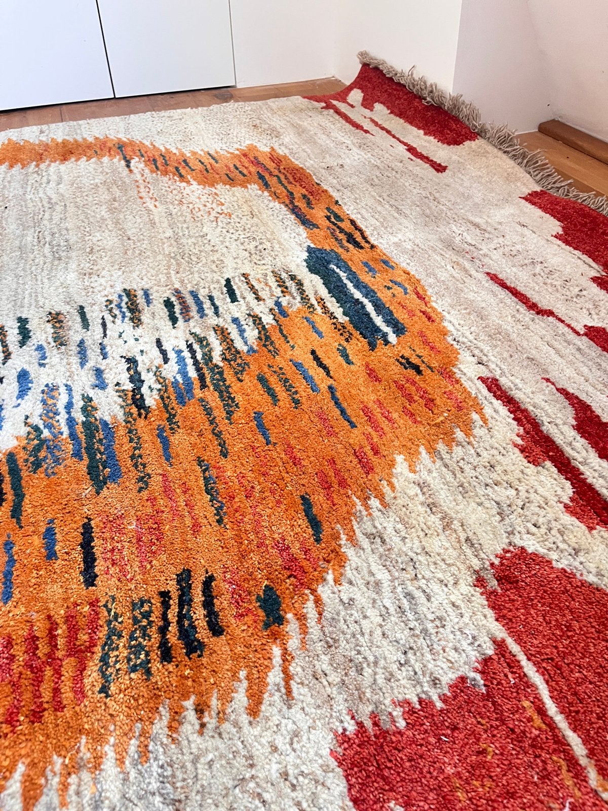 Gabbeh Handgeknoopt Perzisch Tapijt 2x3 meter, Oranje, Ophalen of Verzenden, Zo goed als nieuw, 200 cm of meer