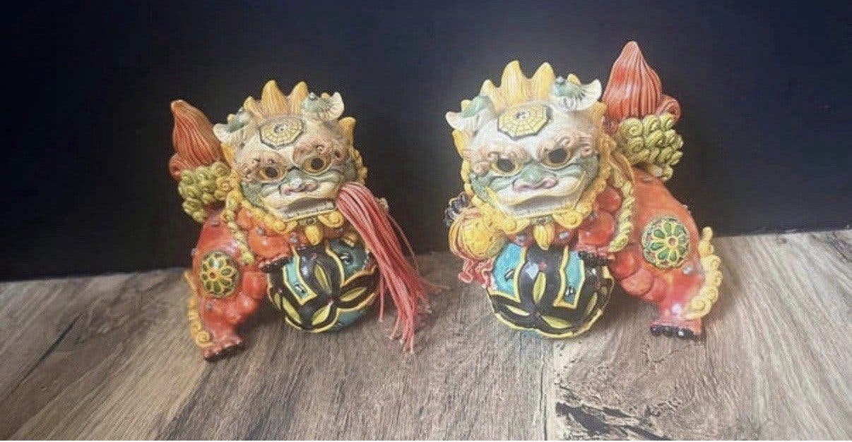 Prachtige set van twee Chinese Foo Dogs, China, Ophalen of Verzenden, Beeld, Steen/keramiek