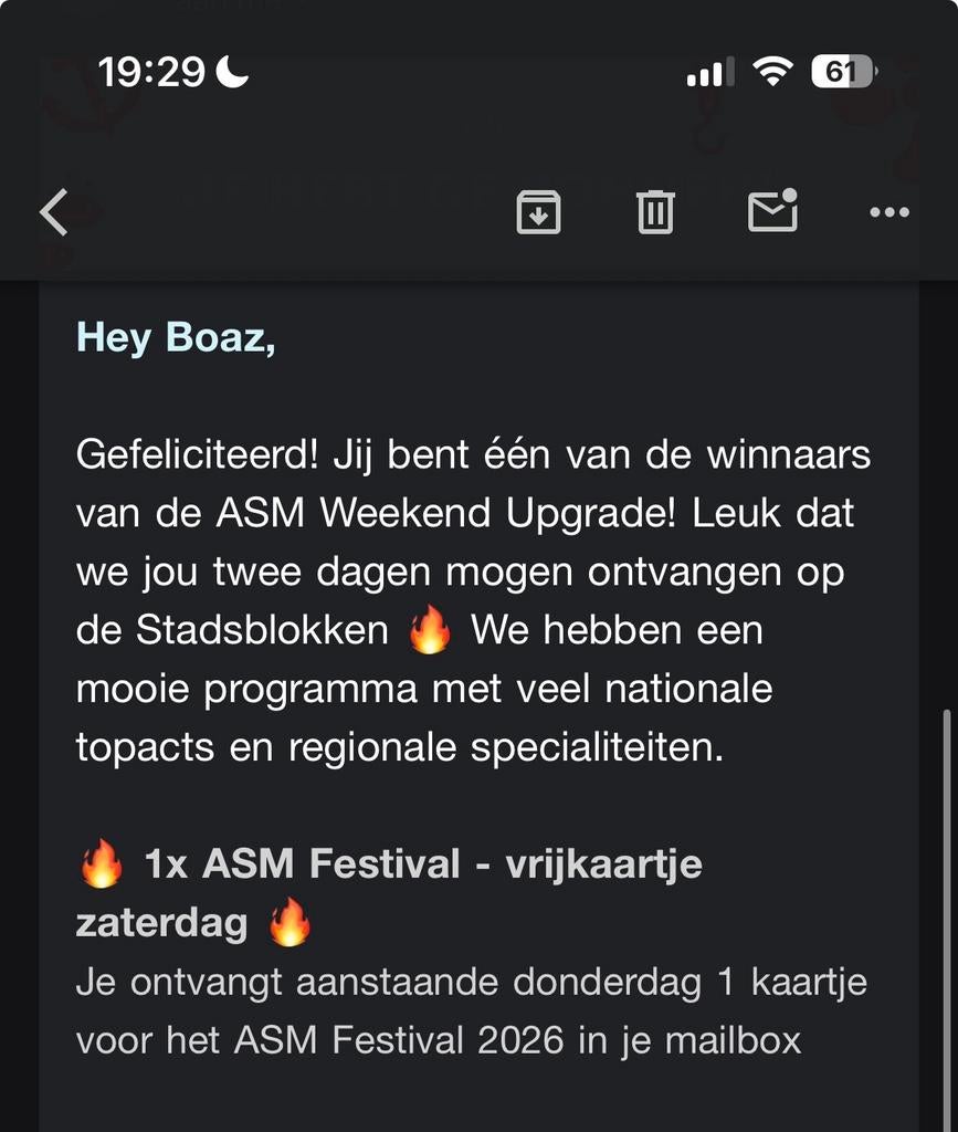 Asm festival kaartje 9 mei, Tickets en Kaartjes, Eén persoon