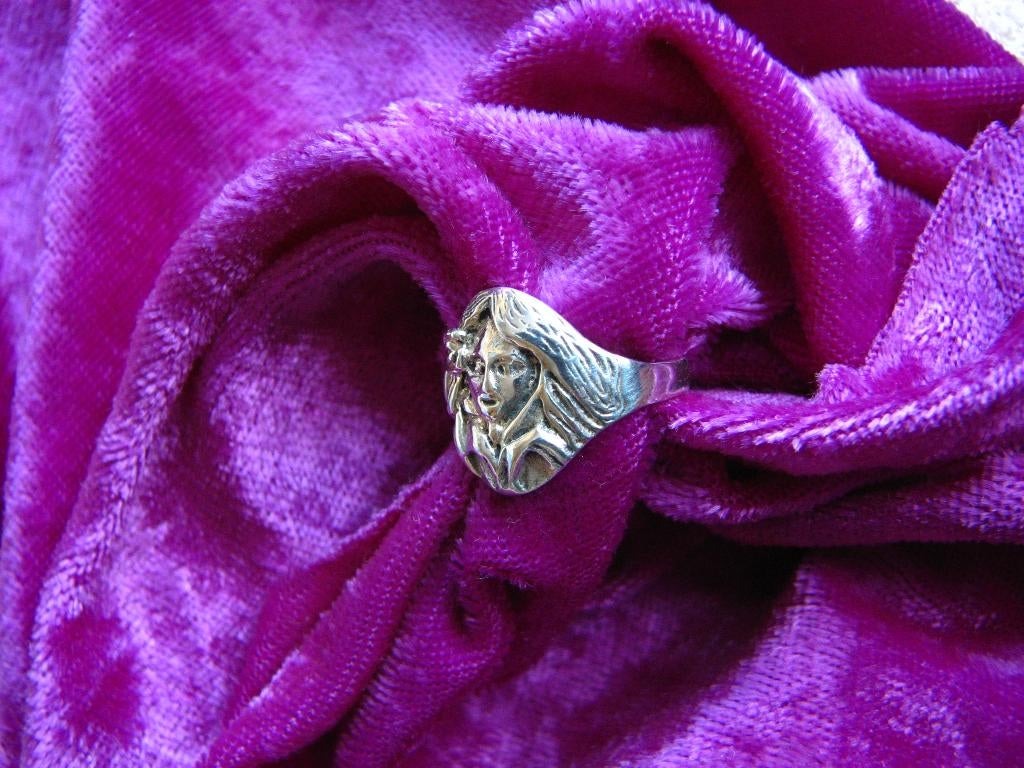 Mooie fijne zilveren Jugendstill ring - maat 16 1/4, Verzenden, Zilver, Ring