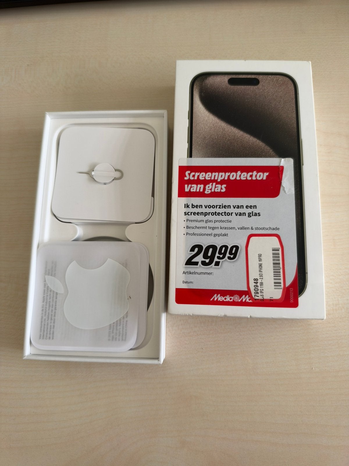 Iphone 15 pro Apple doos te koop, Ophalen of Verzenden, Zo goed als nieuw, IPhone 15 Pro