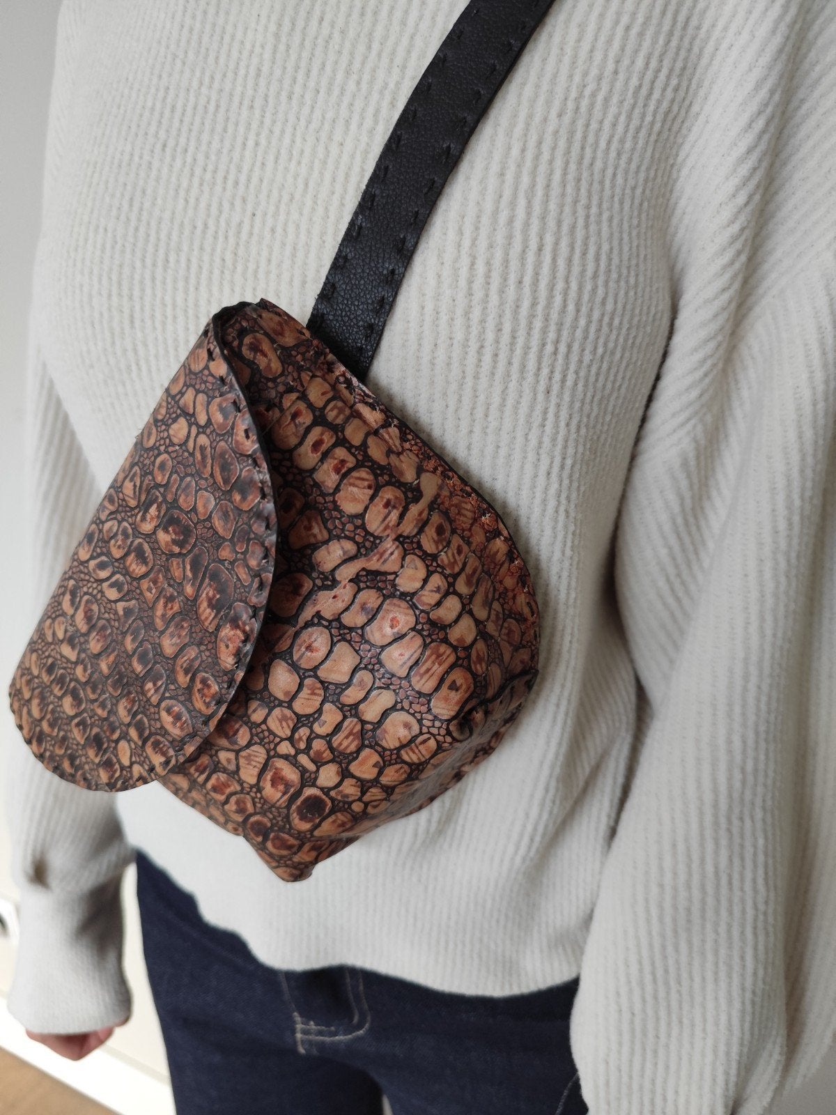Handmade Genuine Leather Bum Bag / Crossbody Bag – Brand New, Overige merken, Bruin, Nieuw, Ophalen of Verzenden