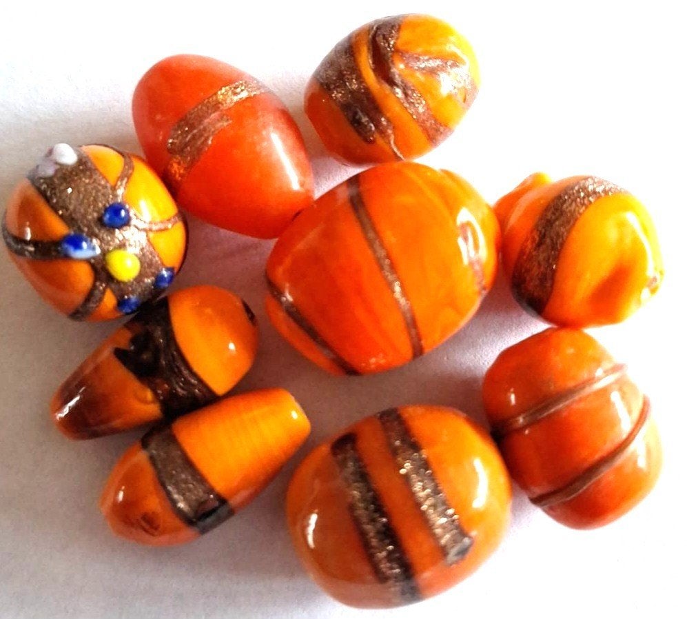 Grote aparte oranje lampwork glas kralen 15-25 mm 2, Verzenden, Nieuw, Kraal