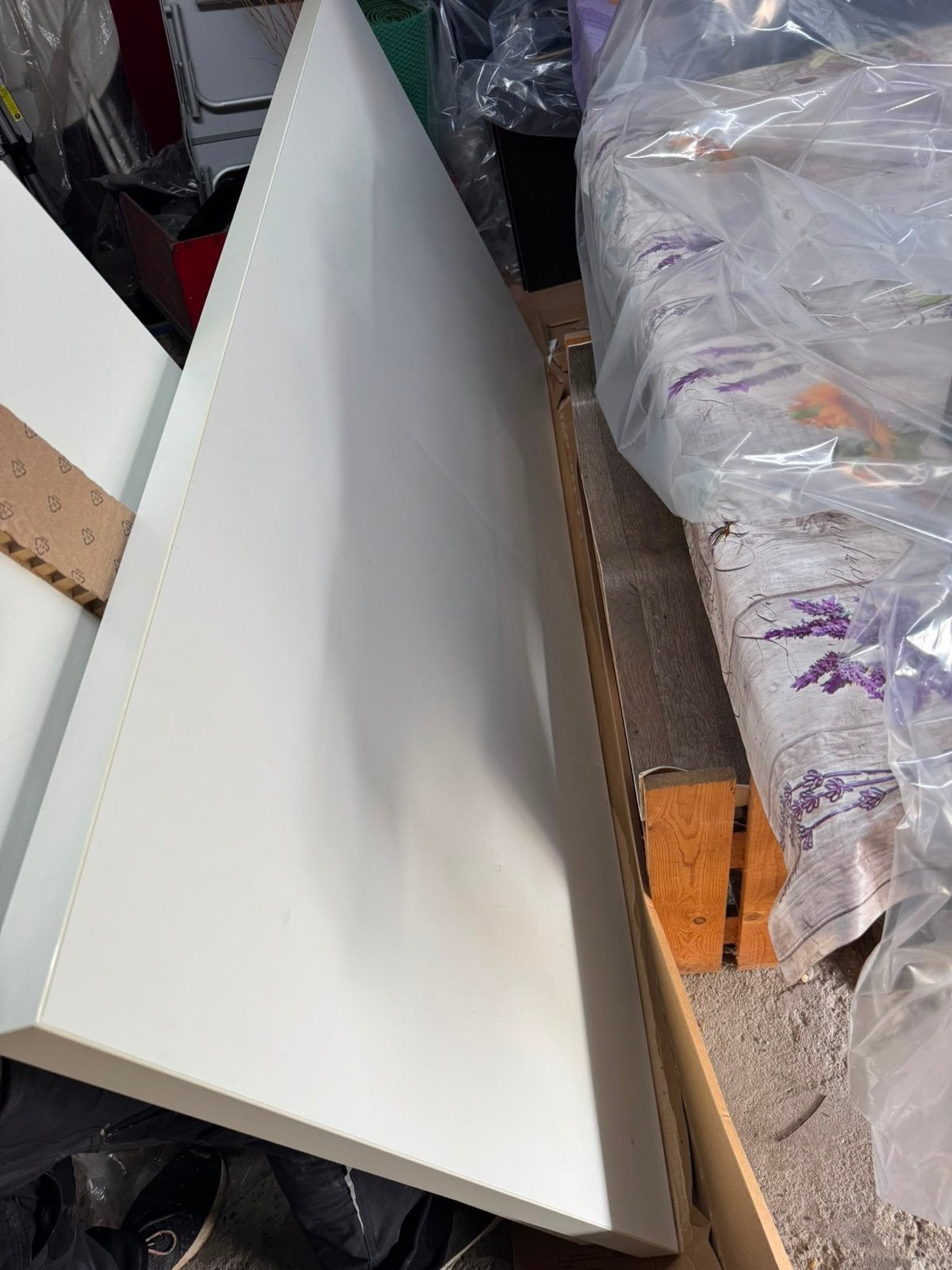 2 Massieve witte bureaubladen (120x60 & 200x100 cm), Ophalen, Gebruikt, Wit, Hout