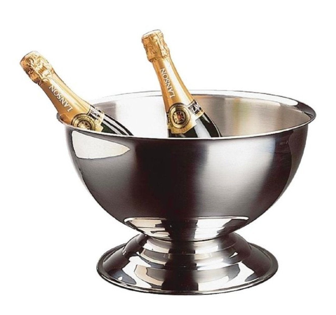 Grote RVS Champagnekoeler / IJsemmer op voet, Rond, Koeler of IJsemmer, Ophalen of Verzenden, Metaal
