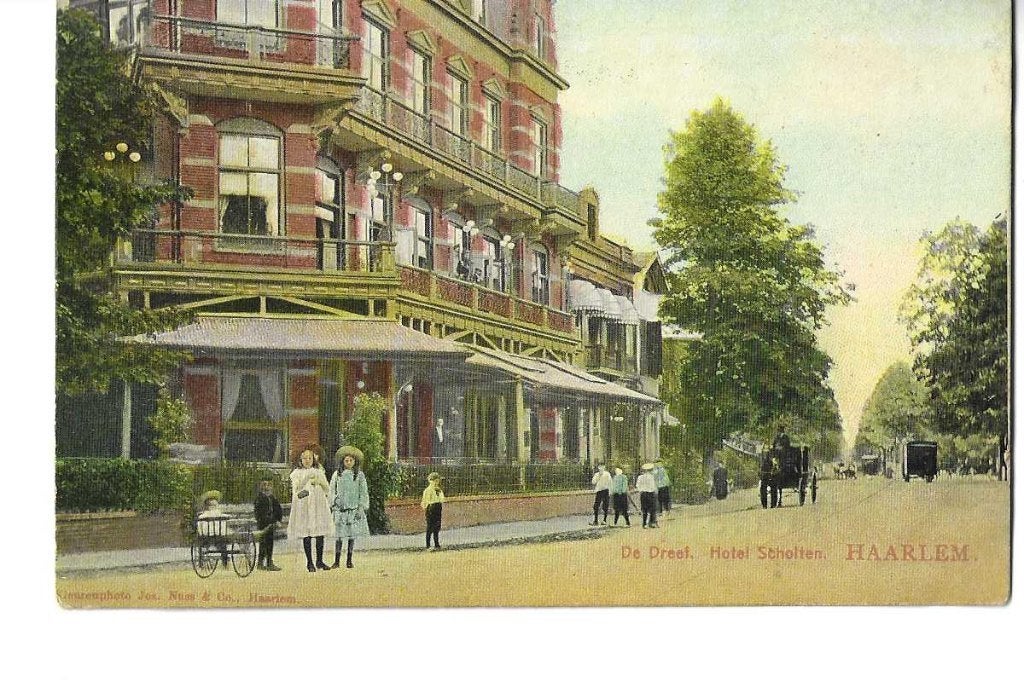 haarlem  de dreef  hotel scholten  logo tulp  fotograaf nuss, Verzenden, Voor 1920, Gelopen, Noord-Holland