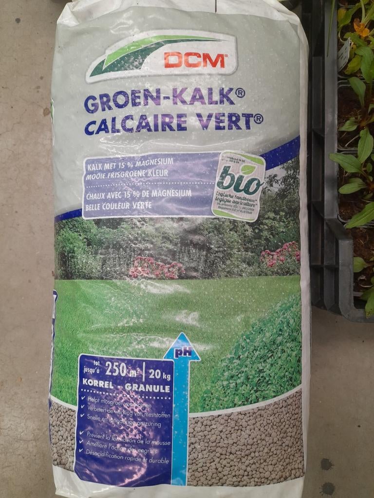 DCM Groen-Kalk 20 kg - Tegen Mos & Frisgroen Gazon, Ophalen, Nieuw