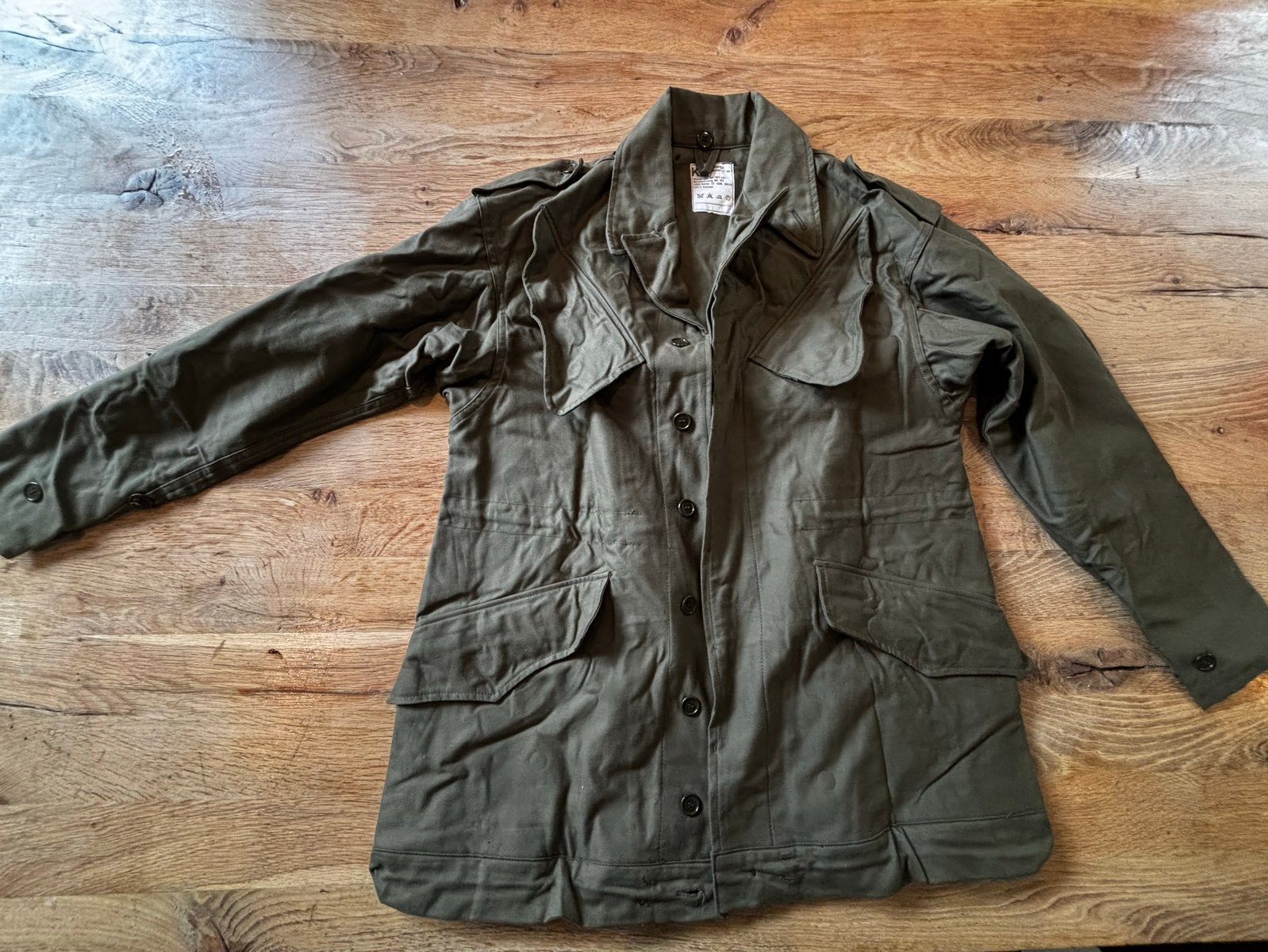 Vintage KL Militair Jasje - Groen Katoen, Ophalen of Verzenden, Zo goed als nieuw, Maat 38/40 (M), Groen