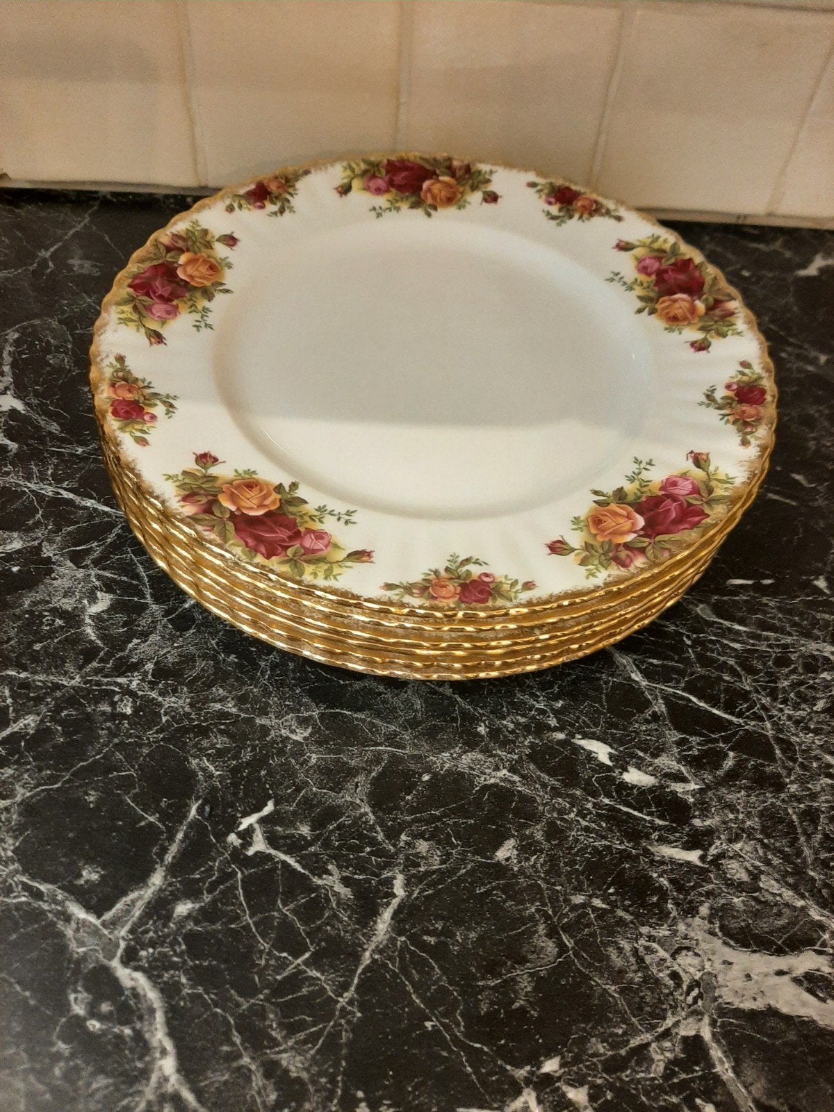 6 Royal Albert Old Country Roses dinerborden, Antiek en Kunst, Ophalen of Verzenden