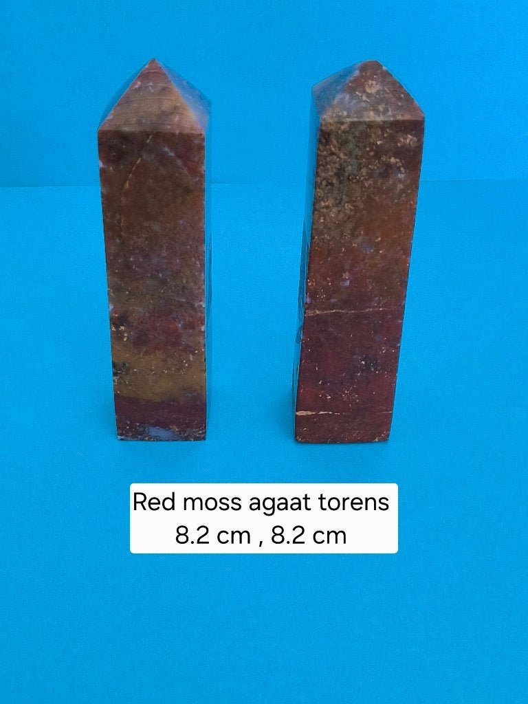 Red moss agaat torens, Ophalen of Verzenden, Mineraal