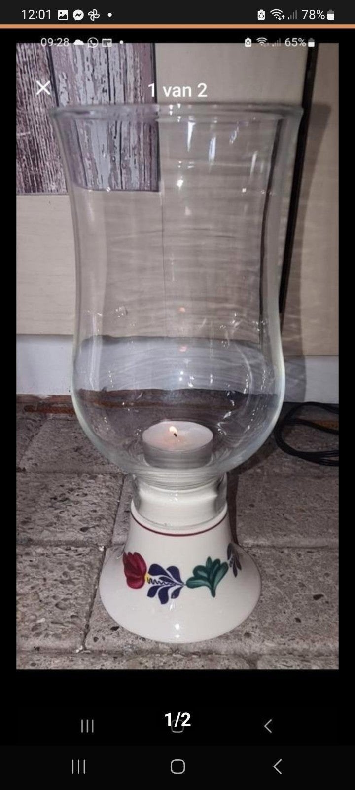 Boerenbont windlicht. Boerenbond, Huis en Inrichting, Keuken | Servies, Glas of Glazen, Landelijk/Boerenbont, Ophalen of Verzenden