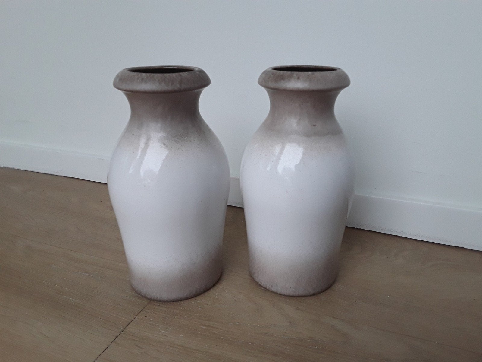 West Germany vaas Scheurich, 208-21, wit beige, per stuk !!, 21 cm, Beige, Natuurlijk materiaal, Ophalen of Verzenden