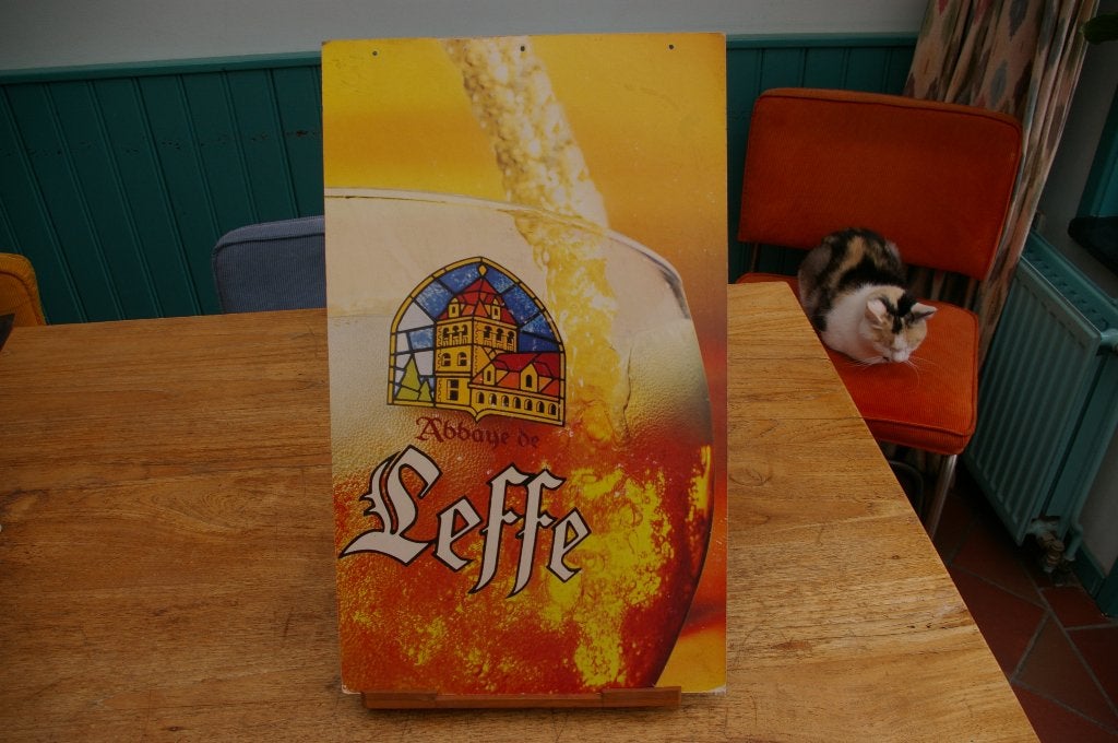 LEFFE bierreclame tweezijdig, Ophalen of Verzenden, Gebruikt, Reclamebord, Plaat of Schild, Leffe