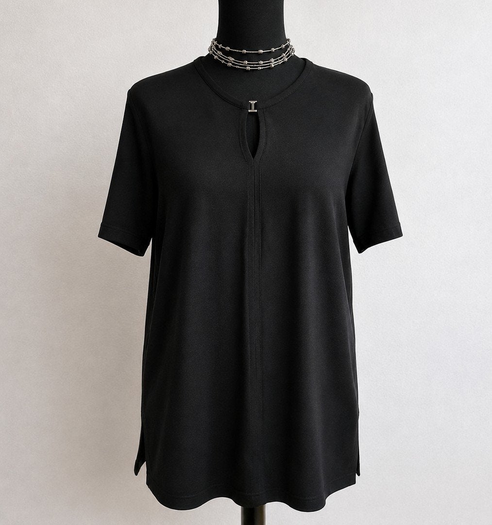 VIA APPIA Elegante Viscose Stretch Shirt M Nieuw WP60, Maat 38/40 (M), Zwart, VIA APPIA, Nieuw