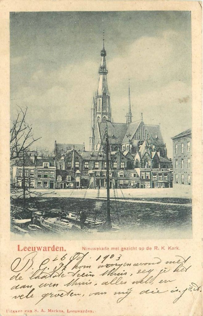388-278-039 Leeuwarden Nieuwekade met gezicht op de Kerk, Verzenden, Voor 1920, Friesland