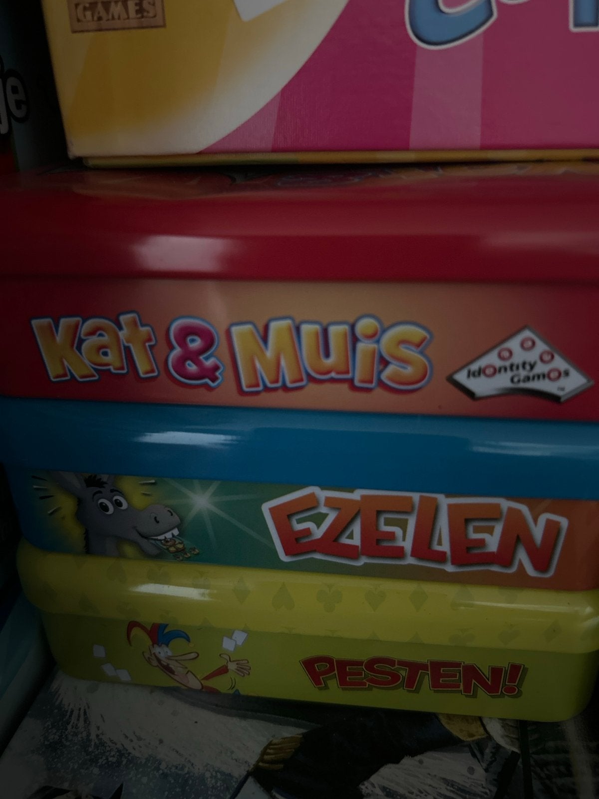 Kat & Muis, Ezelen, Pesten! - Drie kaartspellen, Drie of vier spelers, Ophalen, Gebruikt