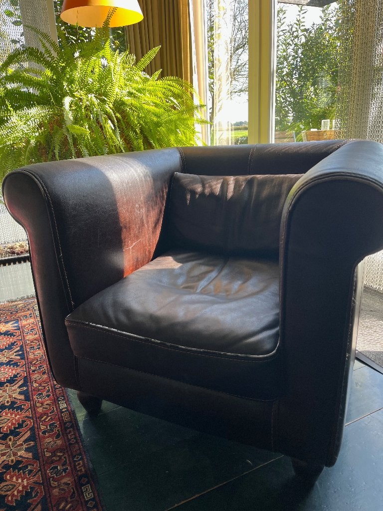 leren fauteuil, Ophalen, Gebruikt, Minder dan 75 cm, Hout