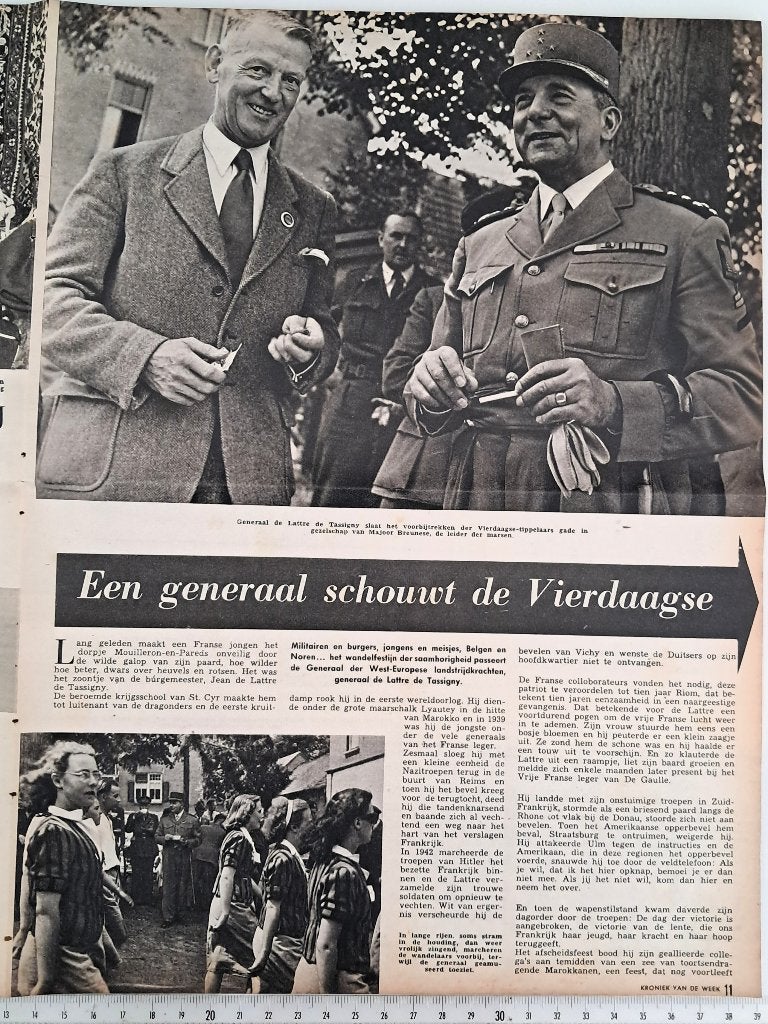 Leger 1949, art.3 blz. Een generaal schouwt de Vierdaagse, Verzenden, 1940 tot 1960, Gebruikt, Overige onderwerpen