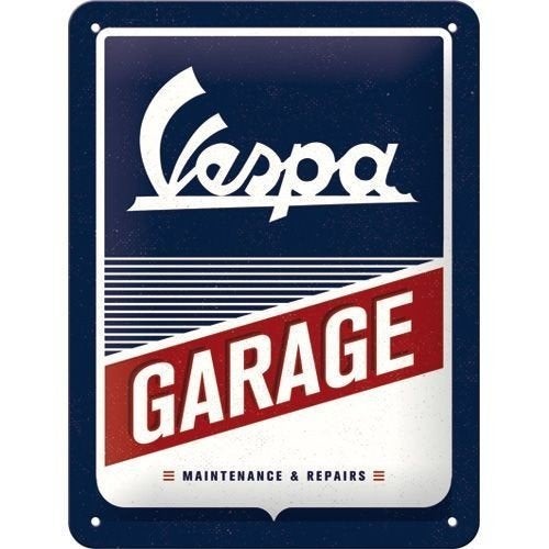 Vespa Scooter Garage relief reclamebord van metaal wandbord