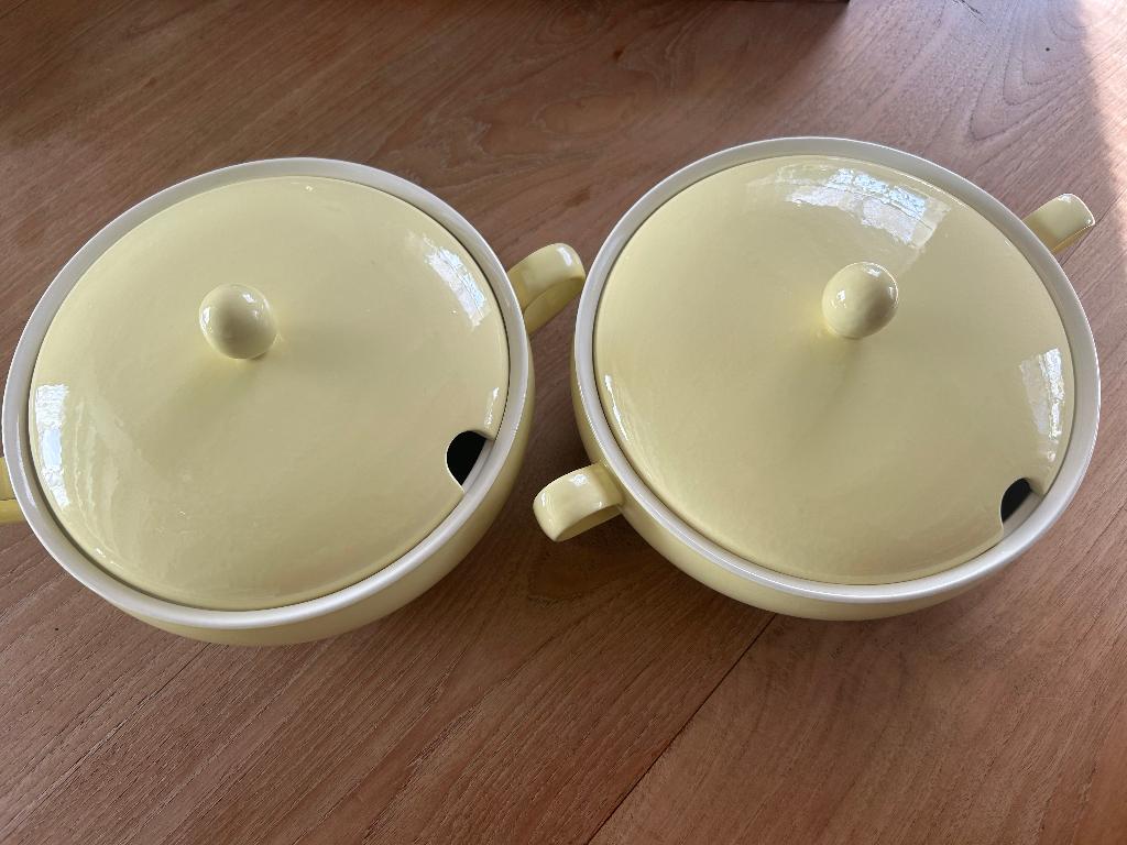 Pastel dekschalen geel (Regout), Antiek en Kunst, Antiek | Servies los, Ophalen of Verzenden