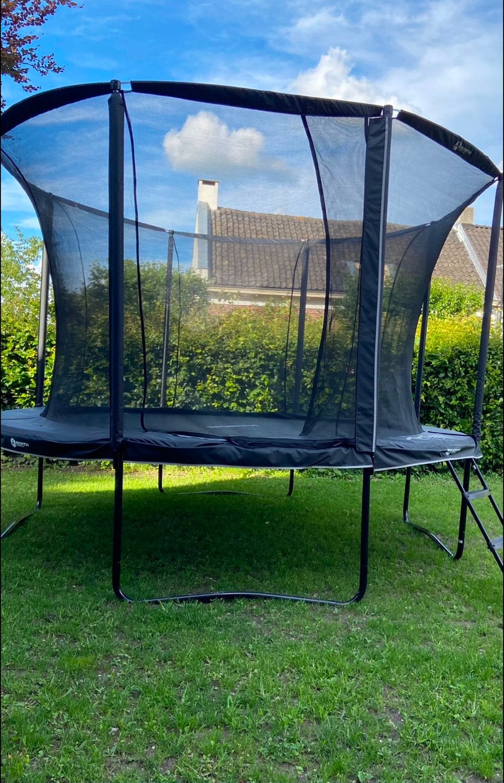 Grote North Pionere trampoline (3,6m) met net en trapje, Ophalen, Gebruikt