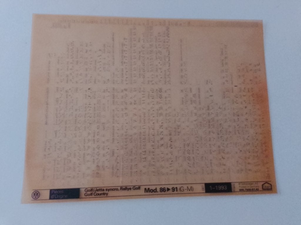Vw Golf 2 + Rallye + Country dealer Microfiche onderdelen, Ophalen of Verzenden, Gelezen, Volkswagen