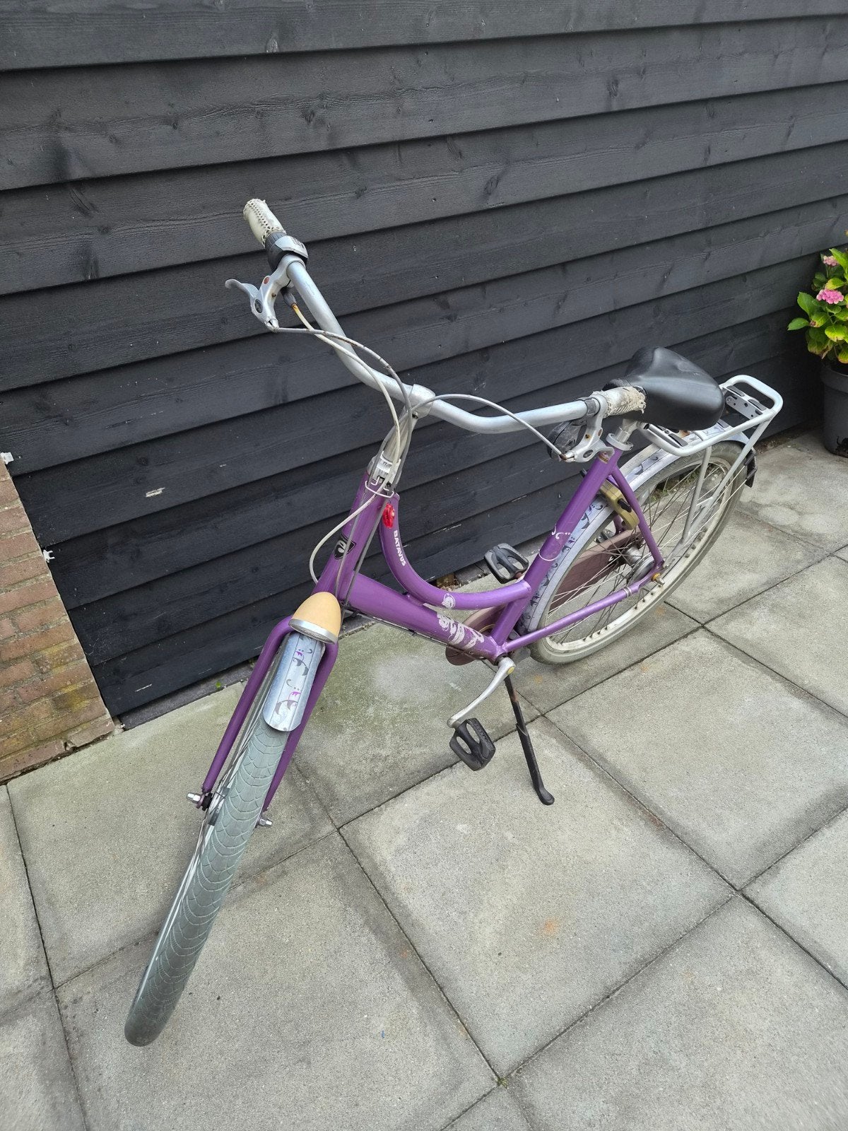 Paarse damesfiets, Ophalen, Gebruikt, Batavus, Versnellingen