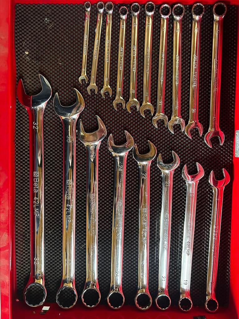 Beta 42LMP lange ring-steeksleutel set., Auto diversen, Autogereedschap, Ophalen of Verzenden, Zo goed als nieuw