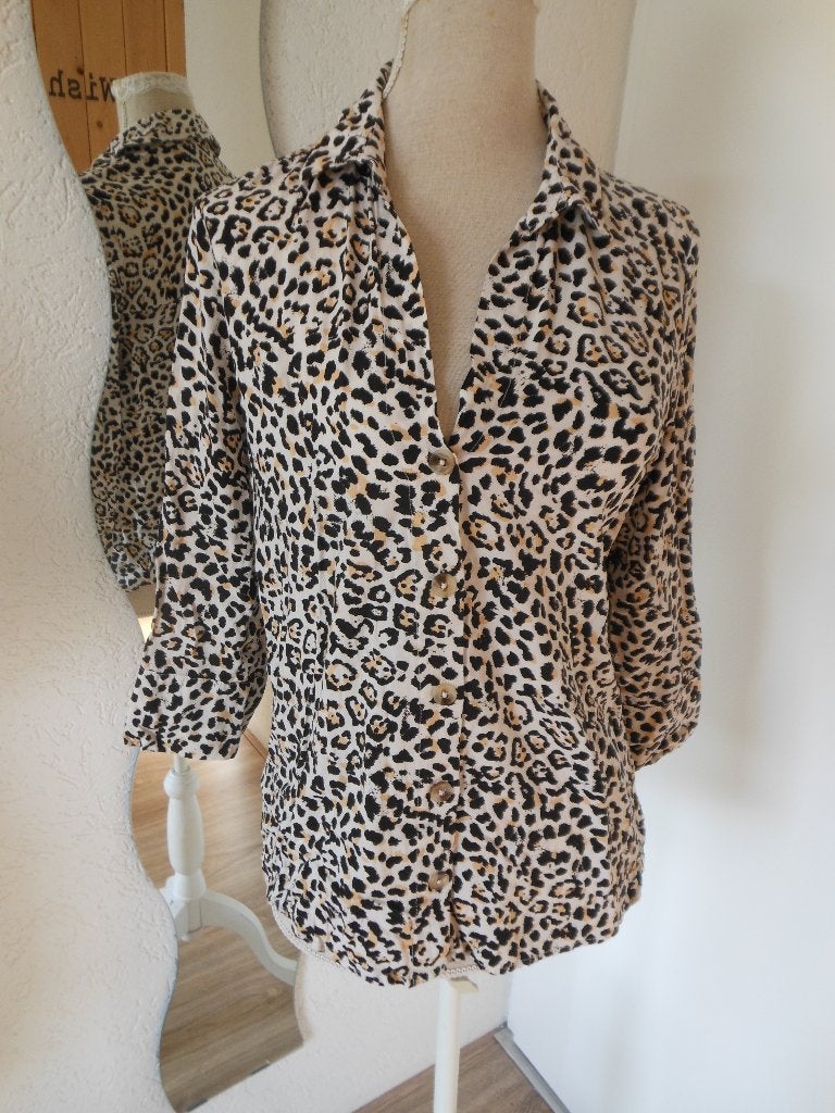 .Leuke tijgerprint blouse, Ophalen of Verzenden, Zo goed als nieuw, Maat 36 (S), Overige kleuren