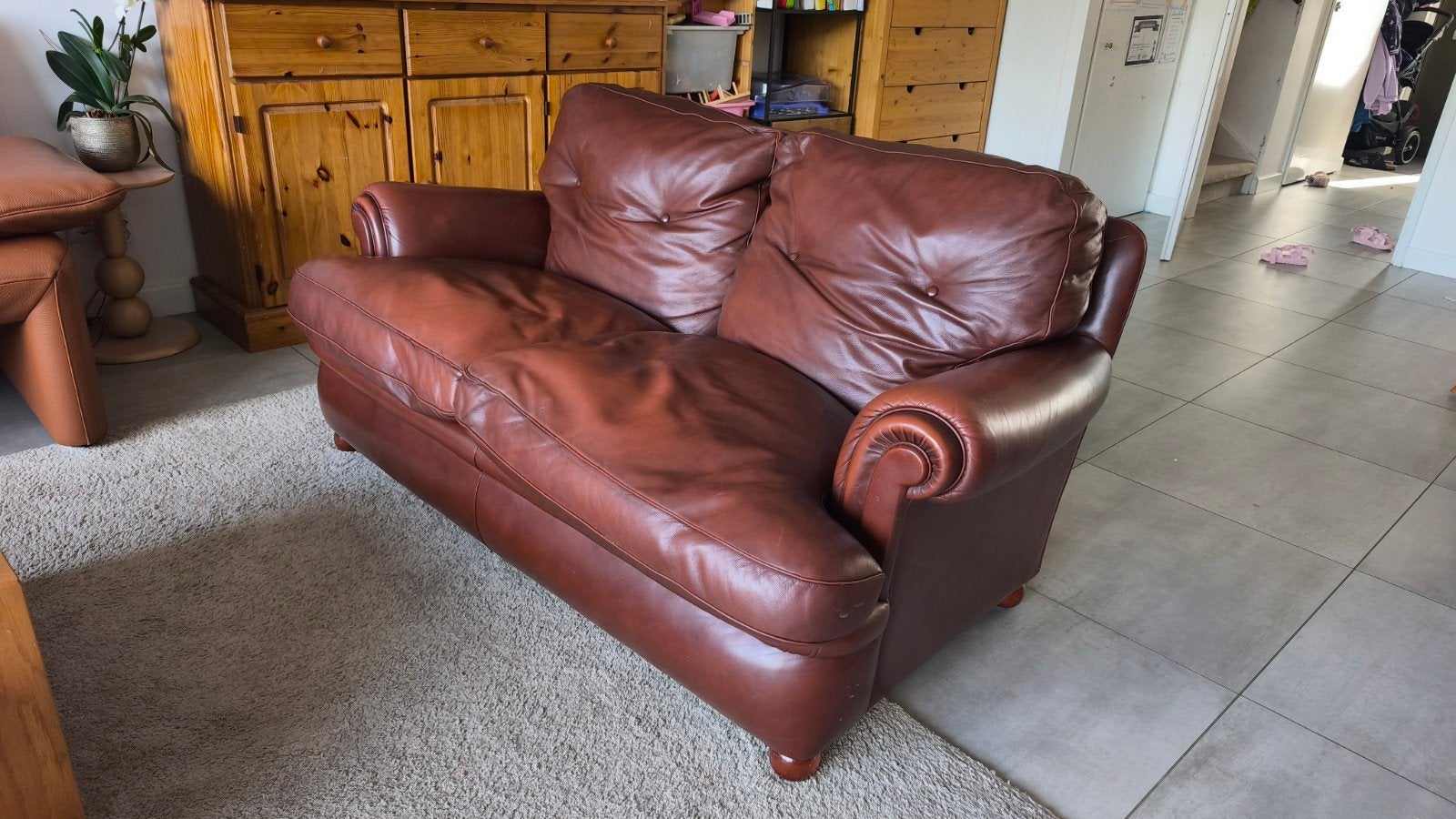 Poltrona Frau Dream lederen tweezitsbank, Huis en Inrichting, Banken | Bankstellen, Ophalen, Gebruikt, 150 tot 200 cm, Tweepersoons