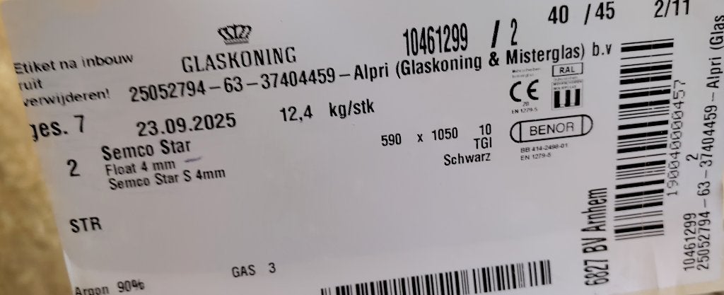 Nieuw/ongebruikt HR++ ramen(2x), Ophalen, Gevelraam of Ruit, Minder dan 80 cm, 80 tot 120 cm