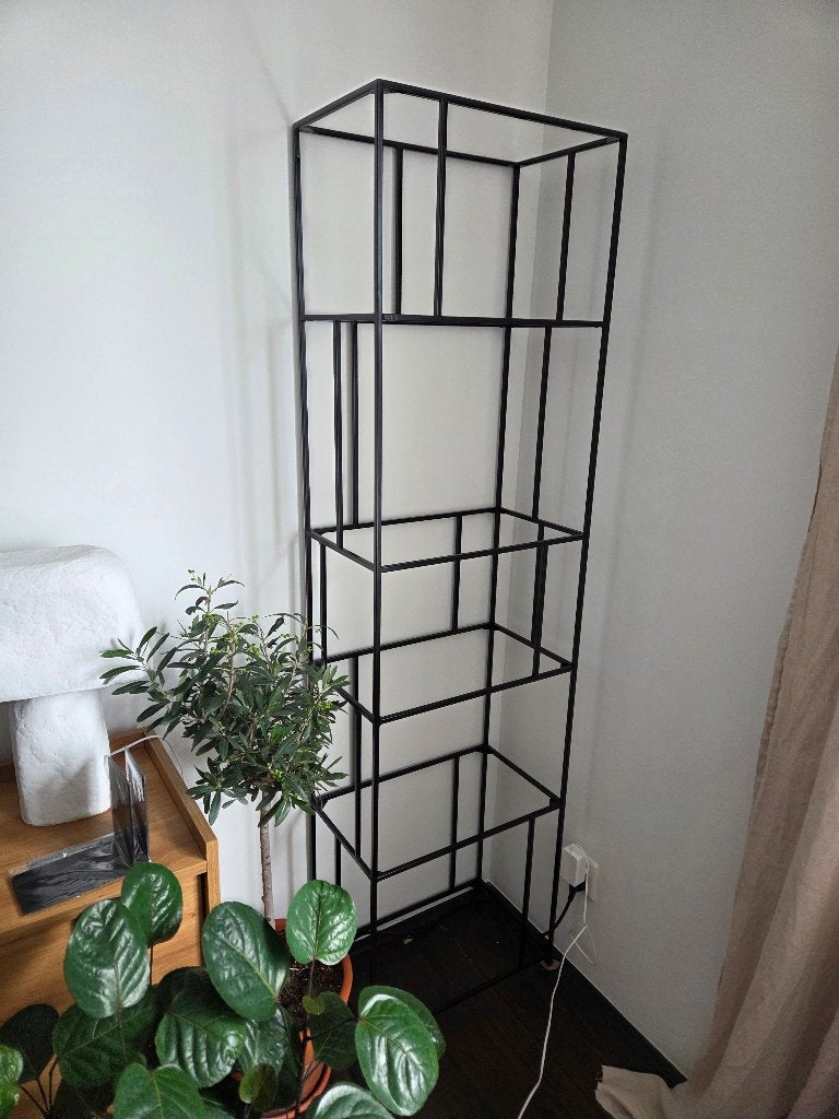 Kast Boekenrek Parallel in staal en glas, Huis en Inrichting, Ophalen, Nieuw, 50 tot 100 cm, Glas