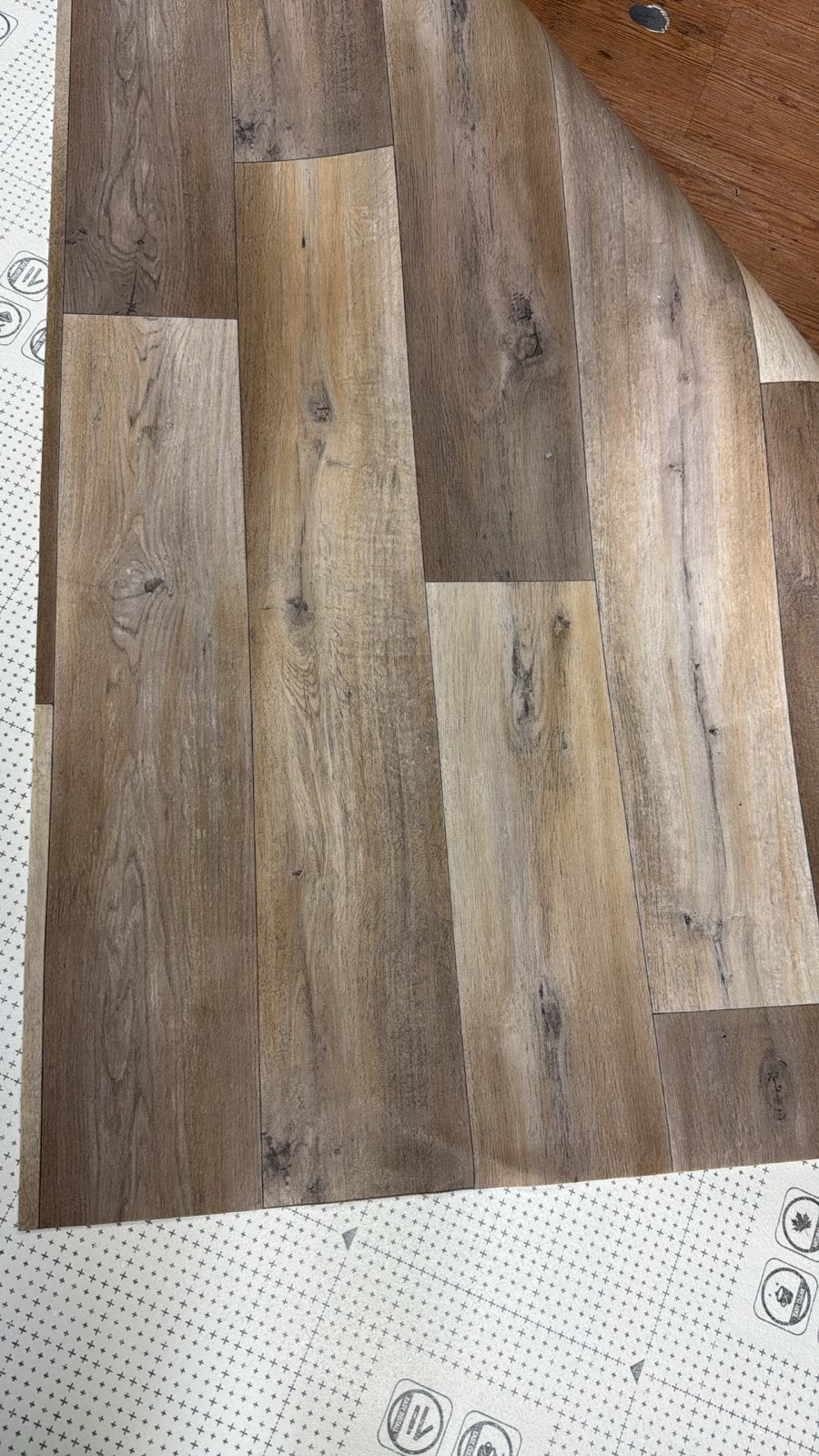 Nieuw coupon vinyl 3,45x4m - Budget outlet discount, Ophalen, Bruin, Nieuw, Vinyl