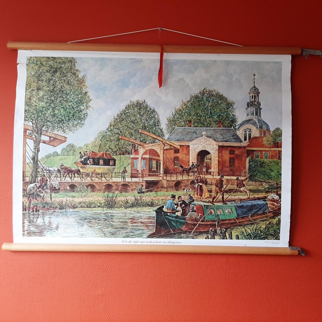 Wandkaart 'Uit de tijd van trekschuit en diligence', Ophalen of Verzenden, Stad- en Dorpsgezichten
