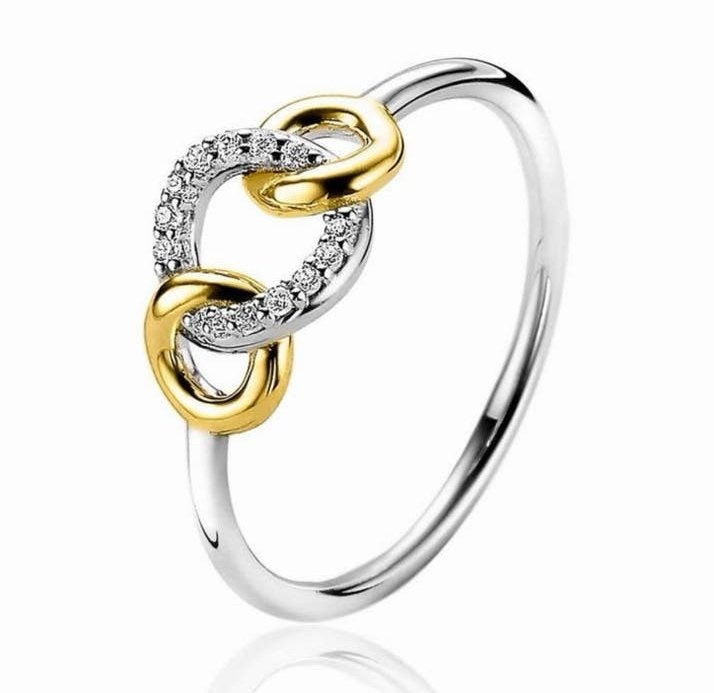 Prachtige ZINZI bicolor ring maat 62, Sieraden, Tassen en Uiterlijk, Ringen, 19 tot 20, Ophalen of Verzenden, Zo goed als nieuw