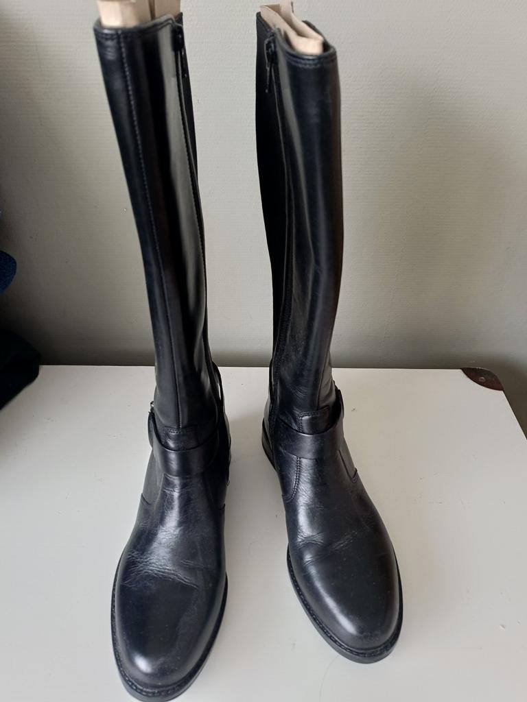 Van Haren leren laarzen zwart maat 37 - Zo goed als nieuw, Kleding | Dames, Schoenen, Hoge laarzen, Zwart, Ophalen of Verzenden