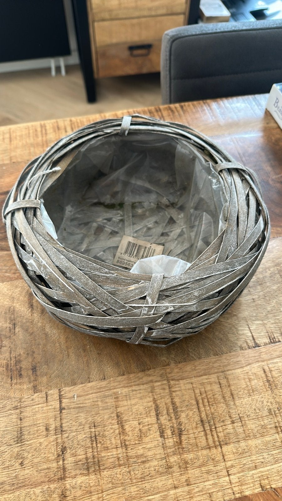 Decoratieve bloempot/plantenbak van gevlochten materiaal, Overige materialen, Gebruikt, Minder dan 30 cm, Minder dan 60 cm