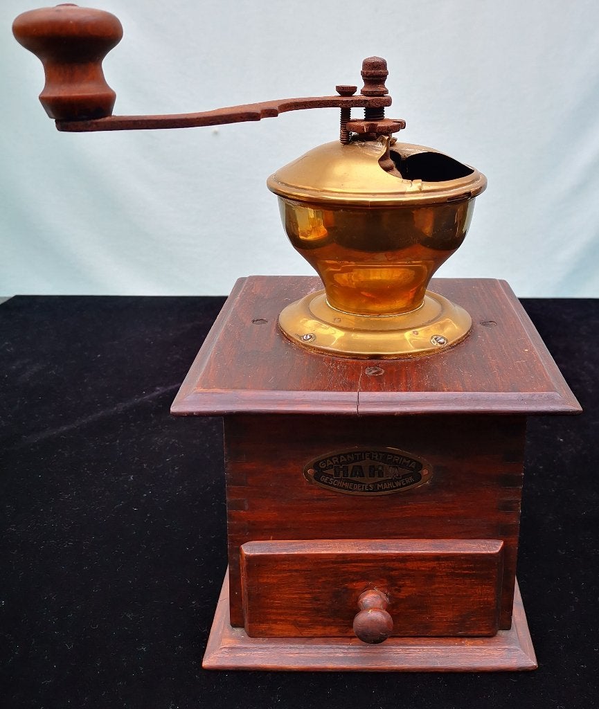Antieke Koffiemolen HAHA koperen Gesmeed Maalwerk handmolen, Ophalen of Verzenden