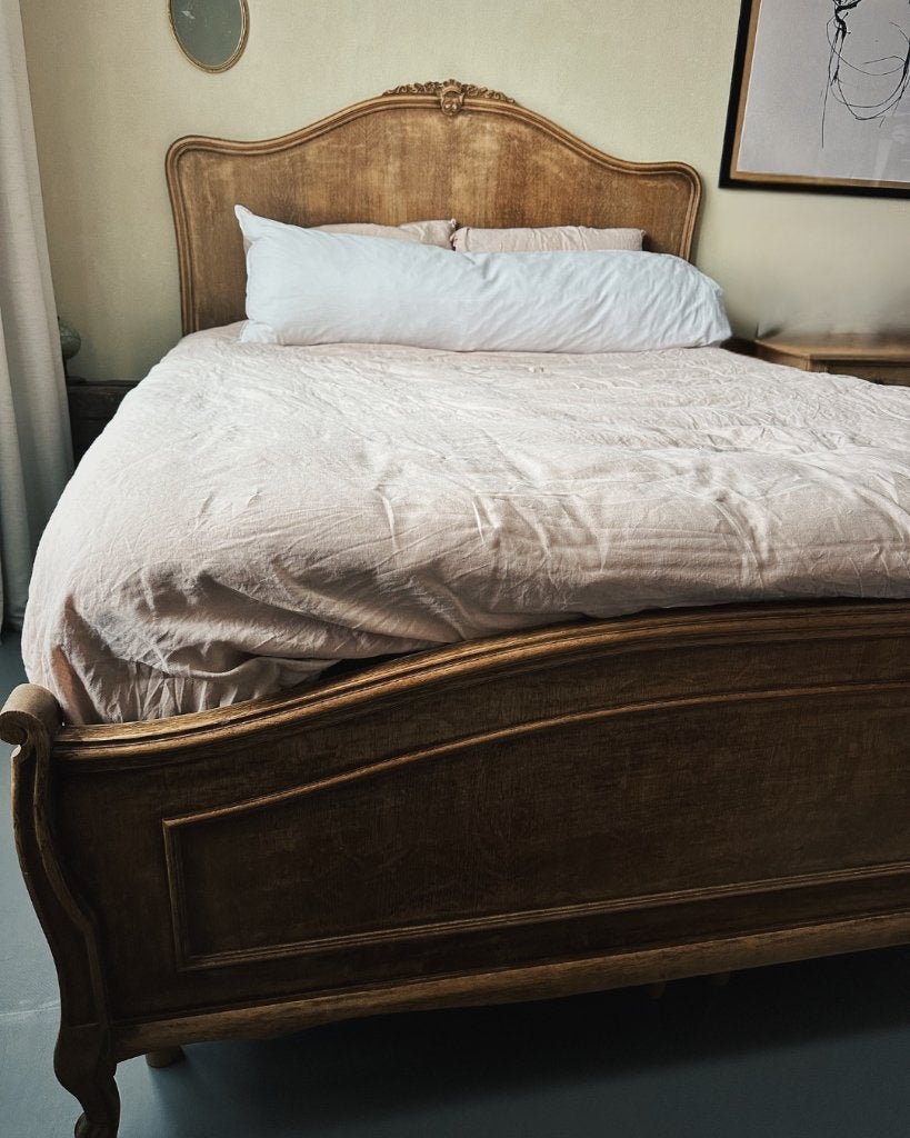 Boxspring Ikea met hoofdbord Frans bed, Ophalen, Gebruikt, Tweepersoons, 200 cm