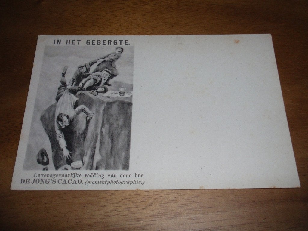 Reclamekaart De Jong's de Jong Cacao gebergte Reclame, Verzenden, Voor 1920, Ongelopen, Overige thema's