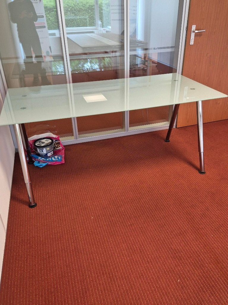 Glazen bureau, Huis en Inrichting, Ophalen, Demontabel, 160 cm, Gebruikt