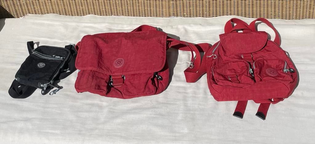 Kipling tassen, 3 stuks, rood en zwart, Sieraden, Tassen en Uiterlijk, Tassen | Damestassen, Ophalen of Verzenden, Gebruikt, Rood