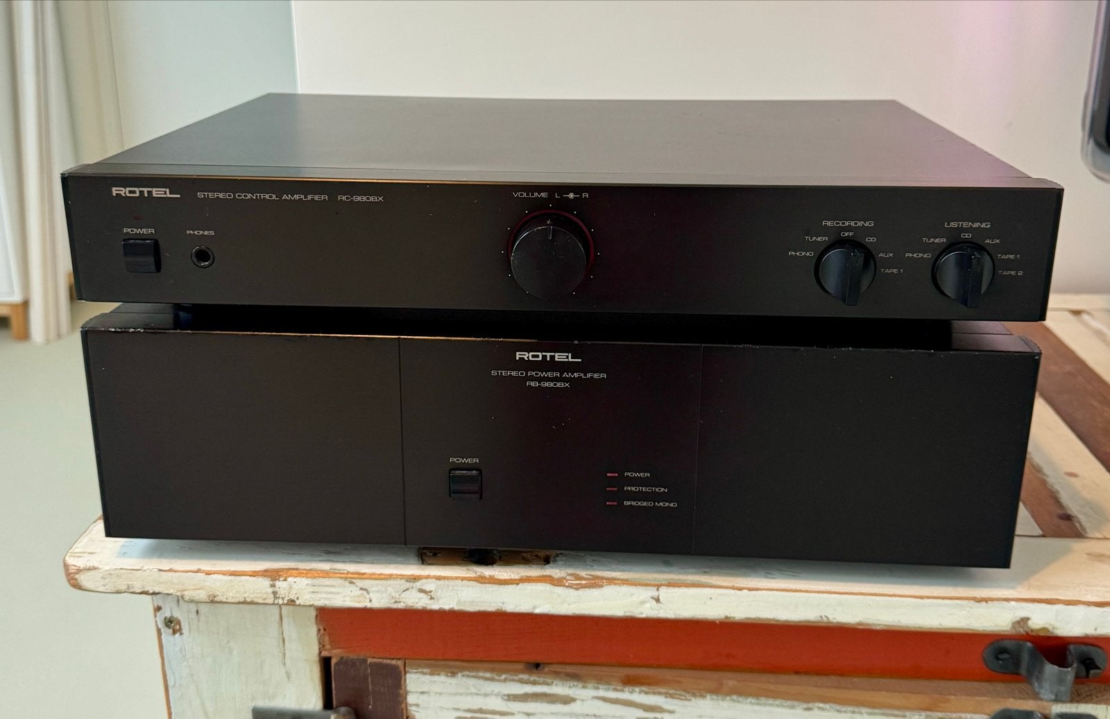 Rotel RC-980BX voorversterker & RB-980BX eindversterker, Gebruikt, 120 watt of meer, Stereo, Ophalen