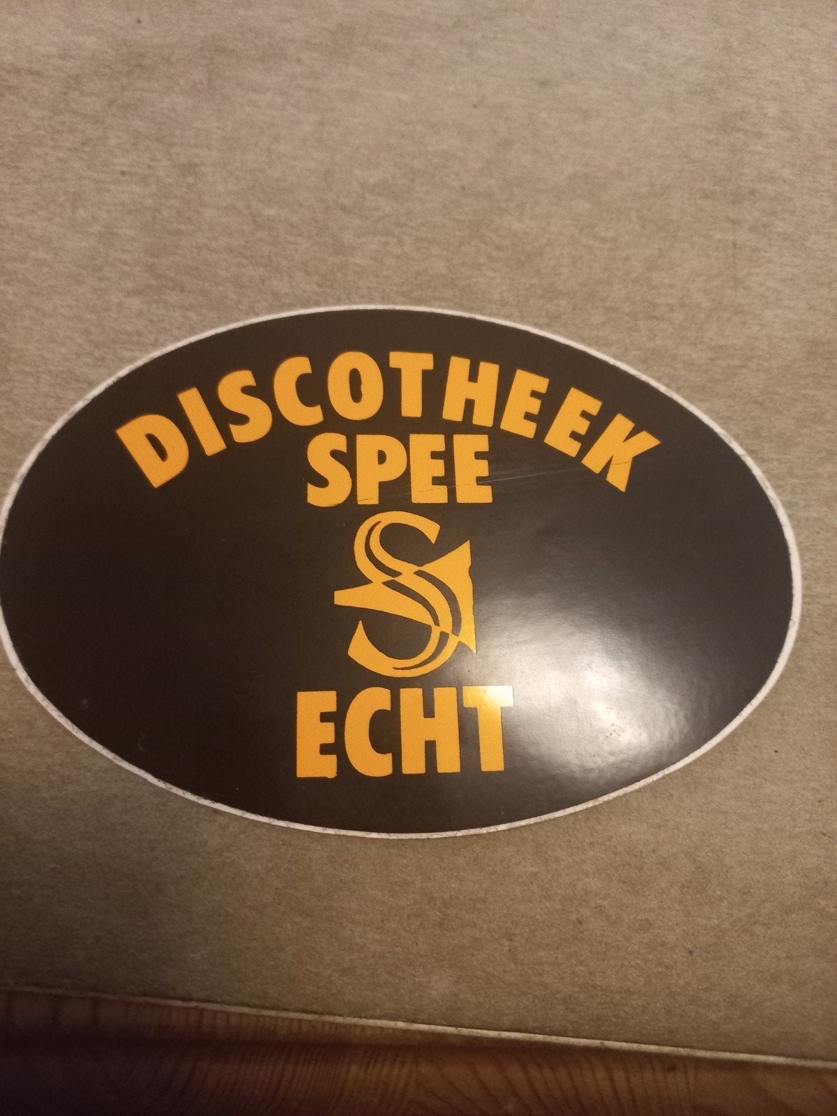 Vintage Reclamesticker Discotheek Spee Echt, Ophalen of Verzenden, Gebruikt