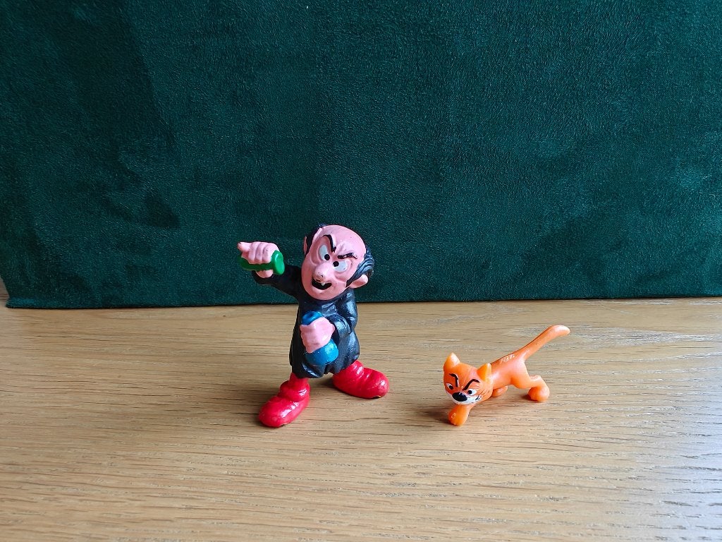 Smurfen: Gragamel en Azraël Schleich, Ophalen of Verzenden, Zo goed als nieuw, Gargamel, Poppetje, Figuurtje of Knuffel