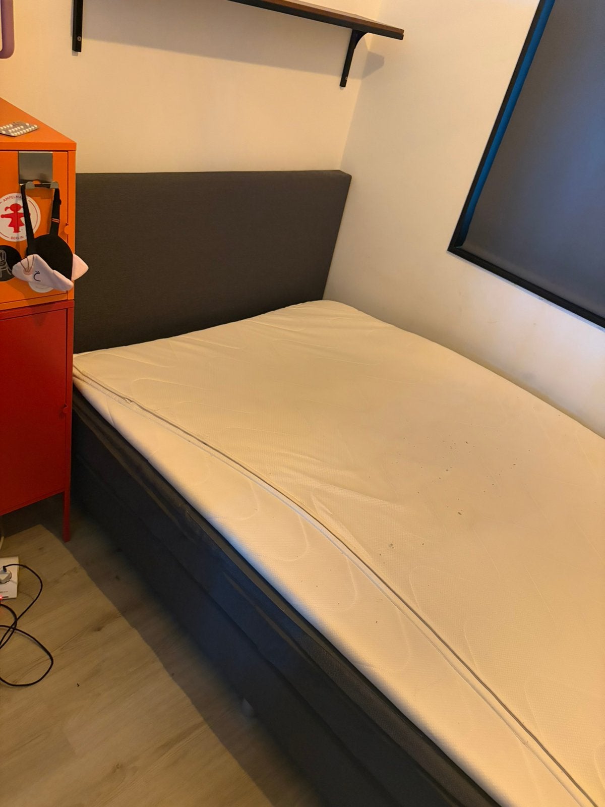 Complete 120cm boxspring met topper, Ophalen, Zo goed als nieuw, Twijfelaar, 120 cm