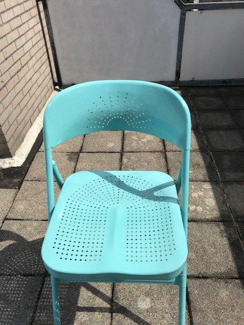 Ikea klapstoel, metaal, turquoise, Ophalen, Gebruikt, Overige kleuren, Vintage